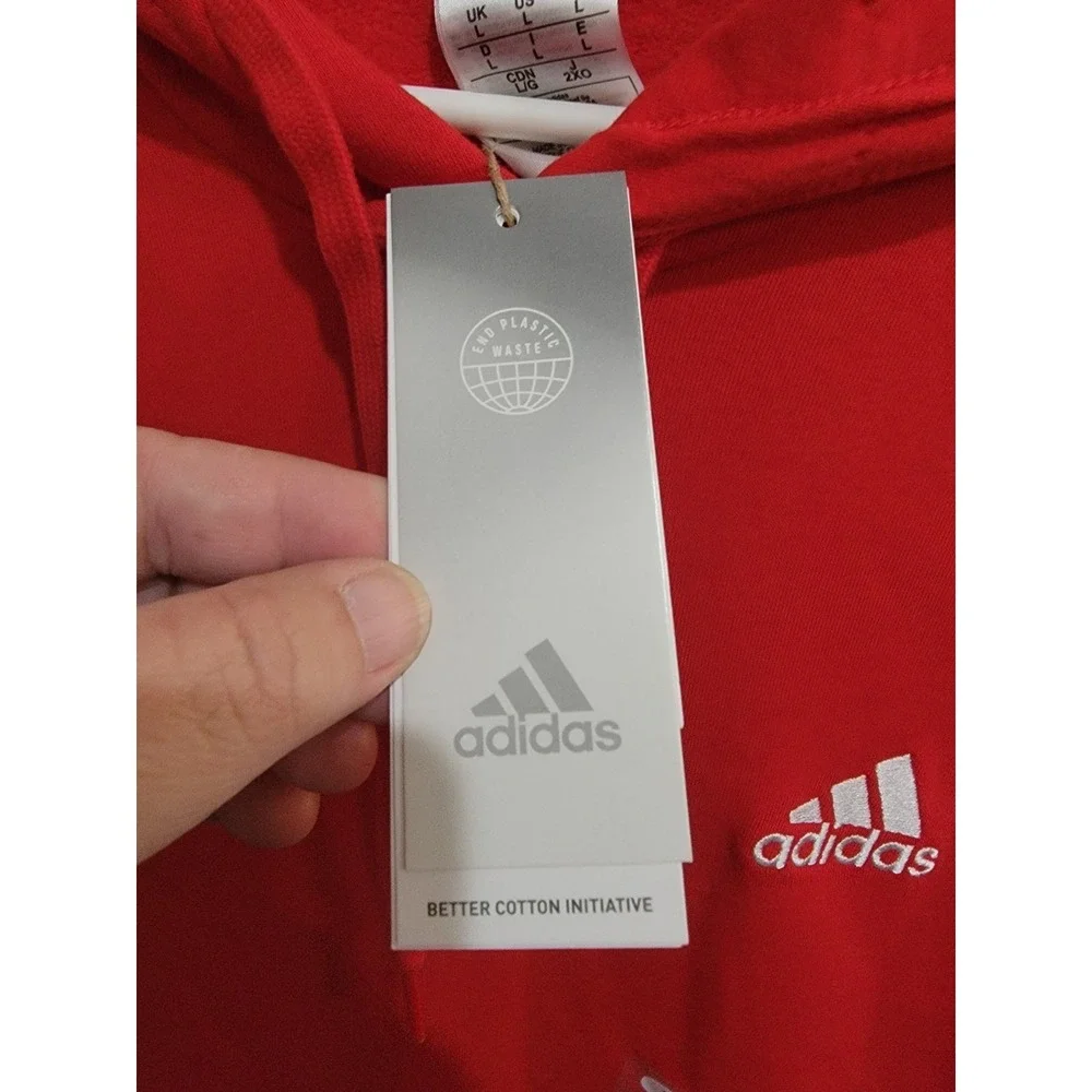Adidas Men's Feelcozy Pullover‎ Hoodie Scarlet Red White Logo Size Large NWT